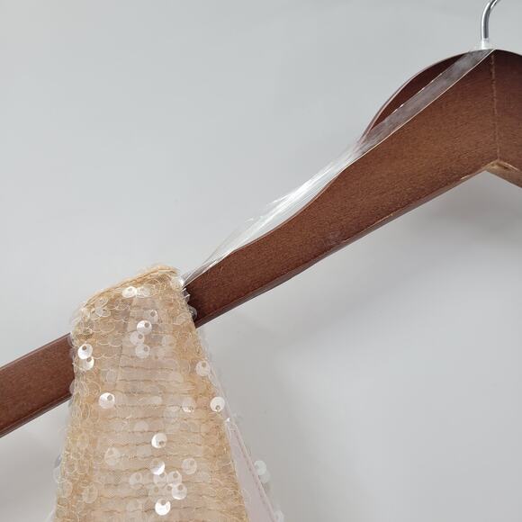 A New Day Womens Sequin Tank Top Medium Cream Sleeveless V Neck Holiday Party - Picture 4 of 12